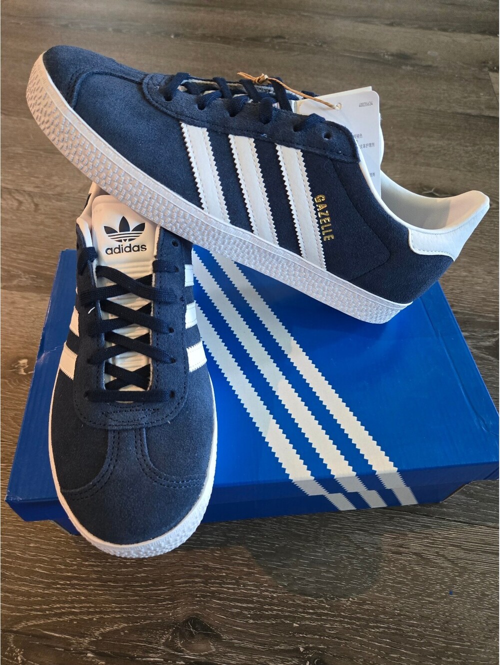 adidas Gazelle J Navy White Suede Size 6Y / Women's 7.5 BY9144 NIB